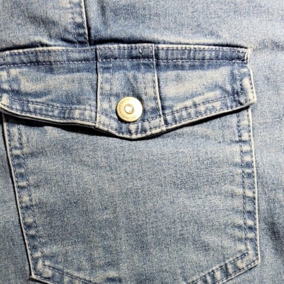 Acezung Women's Jeans Size 12 Capri Flap Pouch Pockets Medium Wash - Picture 11 of 14